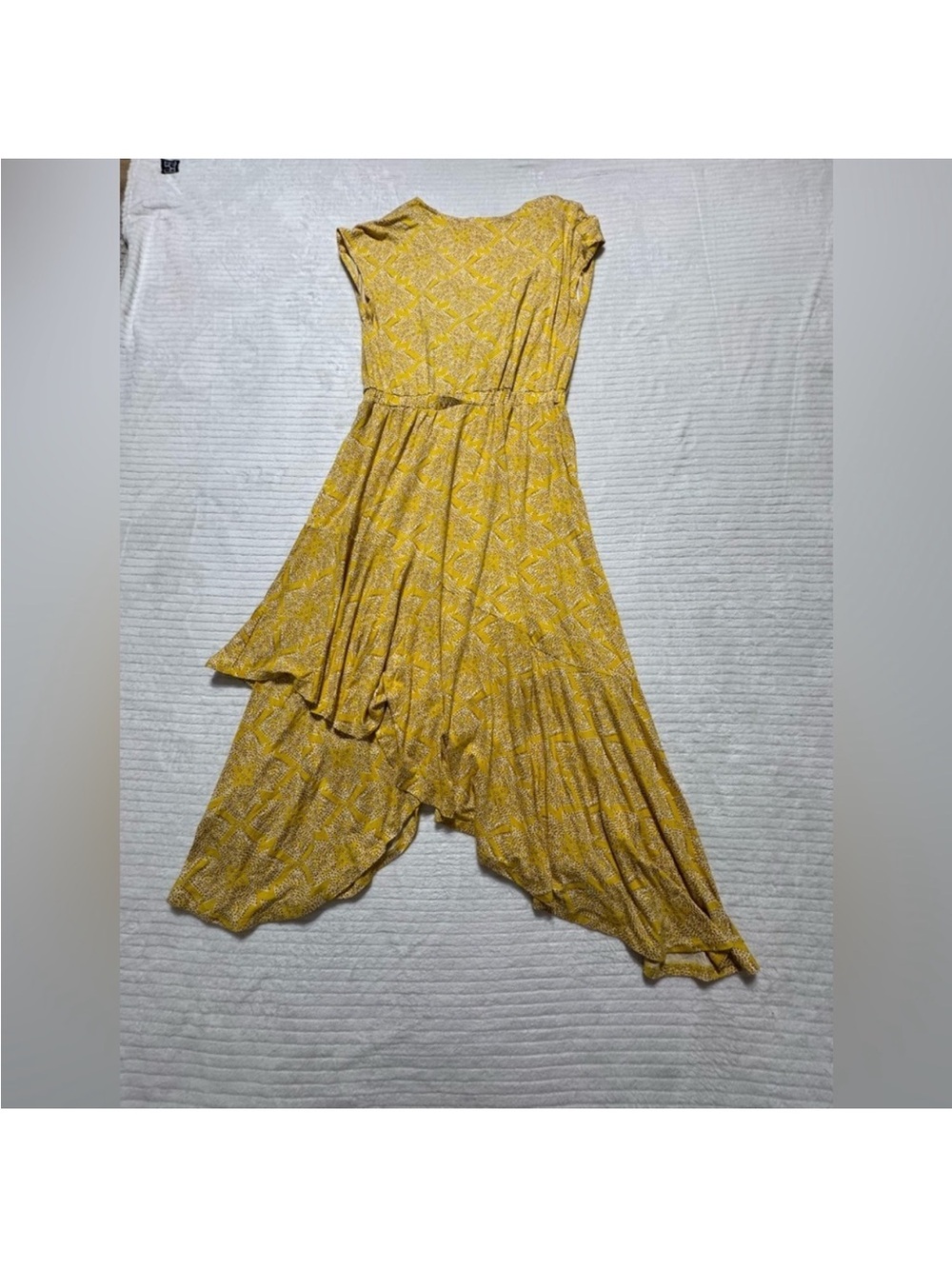 Anthropologie Yellow Printed High-Low Wrap Dress - Picture 6 of 9